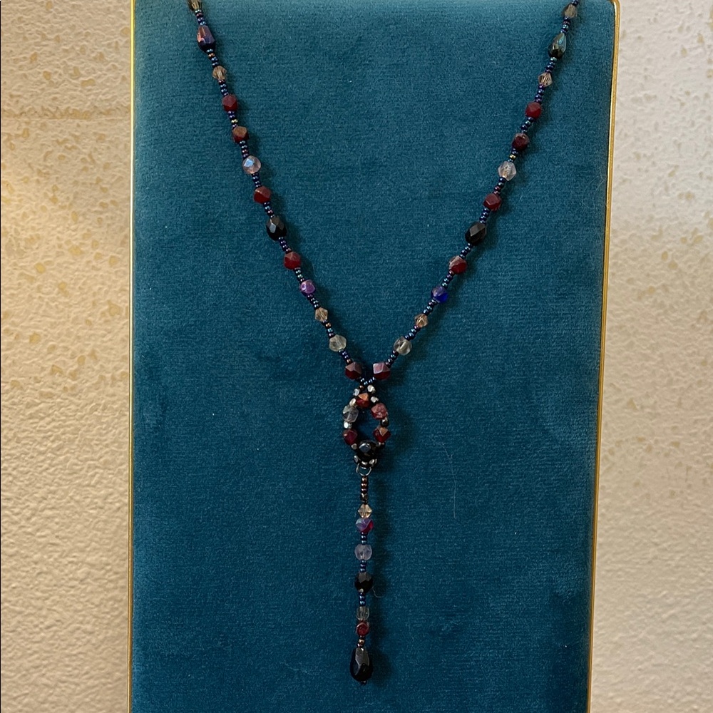 Y2K moody multicolor beaded choker lariat necklace